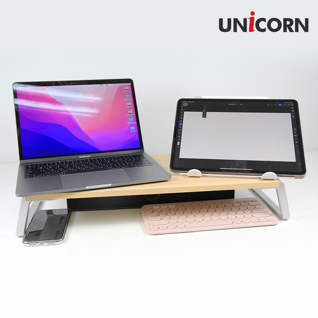 유니콘 원목 알루미늄 프리미엄 PC받침대 UM-WD07 - 이미지 7