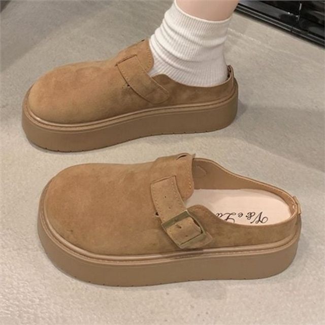 베이직 여성 스웨이드 뮬 슬리퍼 데일리 여성 스웨이드 로퍼 뮬