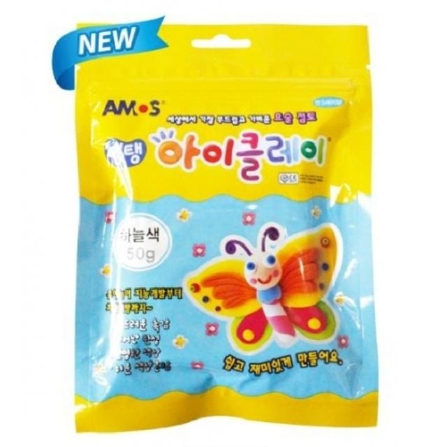 혜명몰 아모스 3000 탱탱아이클레이 50g 하늘 - 갑 (10개입) 만들기수업 클레이점토 어린이미술 만들기키트 - 이미지 1