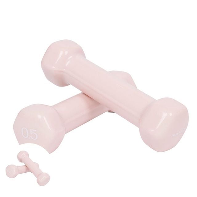 아령 홈트덤벨 덤벨 PVC 뷰티 육각덤벨 0.5kg x 2개 세트 베이비핑크