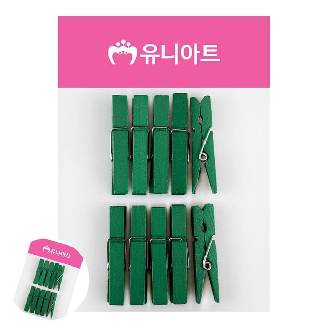 행거집게 사진집게 나무집게 대 초록