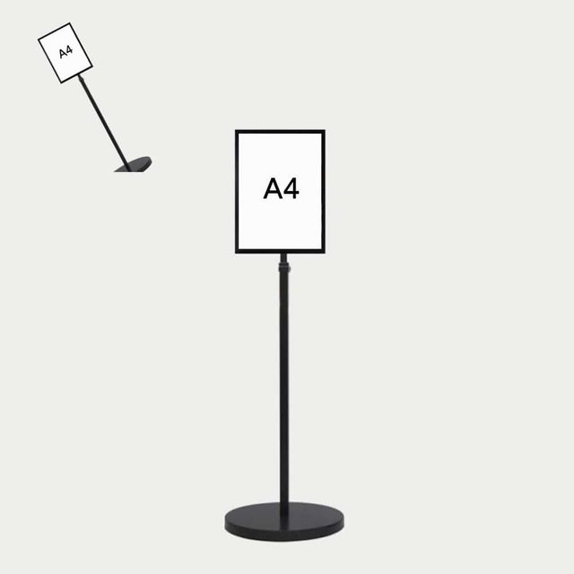 개폐식 사인스탠드 A4 흑색 원형받침 가로세로겸용 스탠드안내판 A4거치대 상가입간판 스탠드게시판