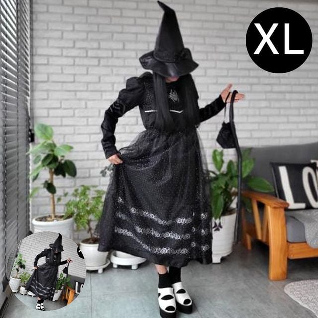 테마파티코스튬 코스튬파티의상 할로윈 블랙 마녀 코스튬 XL