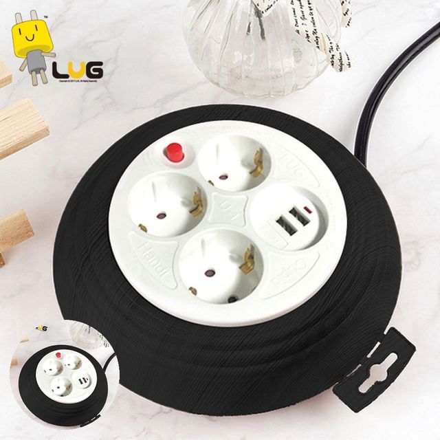 캠핑릴선 전등선 멀티탭 라운드 릴선 3구 USB 2포트 3M 1.0SQ 블랙
