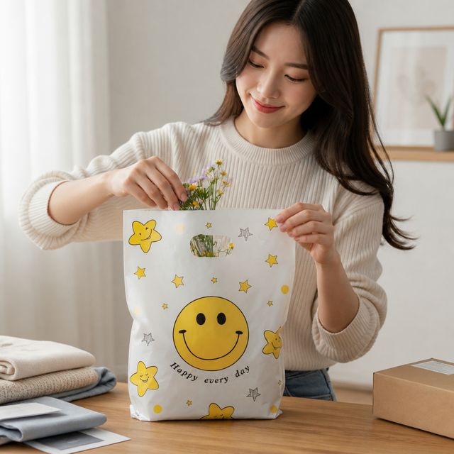 스마일 폴리백 비닐 포장지 발송 용품 - 이미지 1