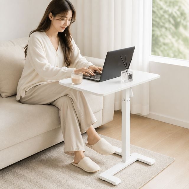 높이조절 사이드테이블 유압식 거실 쇼파 침대 협탁 이동식 테이블