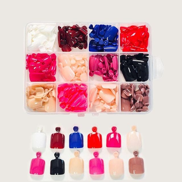 네일아트 패디큐어 간편부착 12칸 288pcs 컬러 패디팁