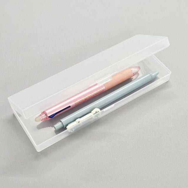 반투명 심플 무지 케이스 중 사각 필통 플라스틱 연필 직장인 펜 파우치 색