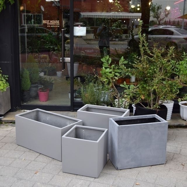 FRP 초대형화분 직사각 100x45x45cm 네추럴시멘트 - 이미지 3