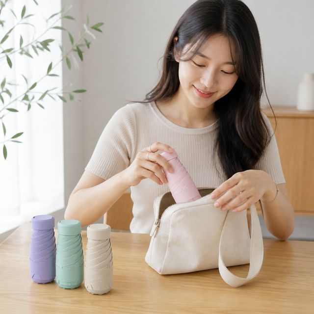 브릭 양산 접이식 미니 초경량 암막 우산 자외선 차단 햇빛가리기 - 이미지 1