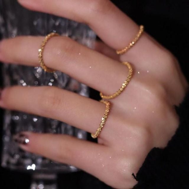 심플 레이어드 반지 데일리 실 슬림 체인 우정링 비즈 컷팅