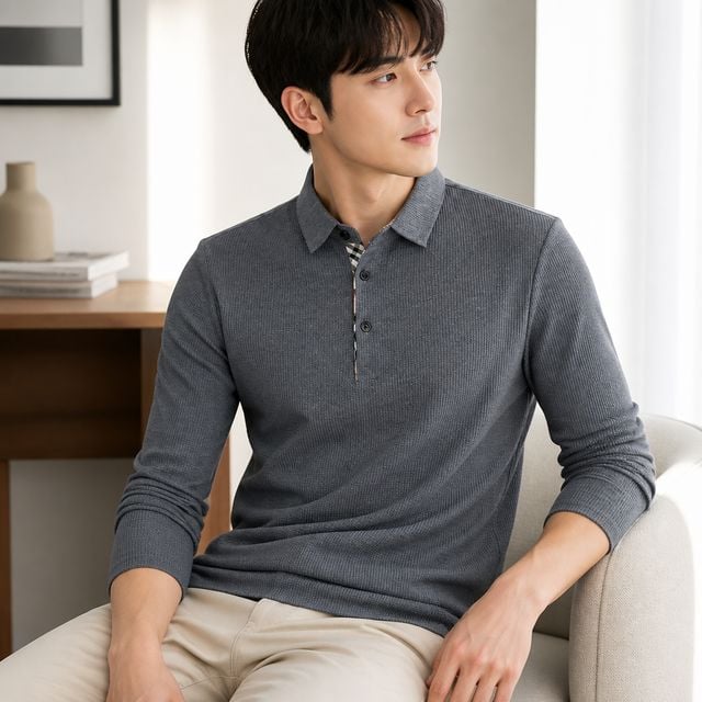 남성 카라티셔츠 4컬러 댄디 와플 티셔츠 간절기용
