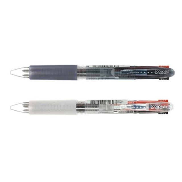 문화 신형 3색 볼펜S 0.7mm 낱개 다색펜 노크식 유성