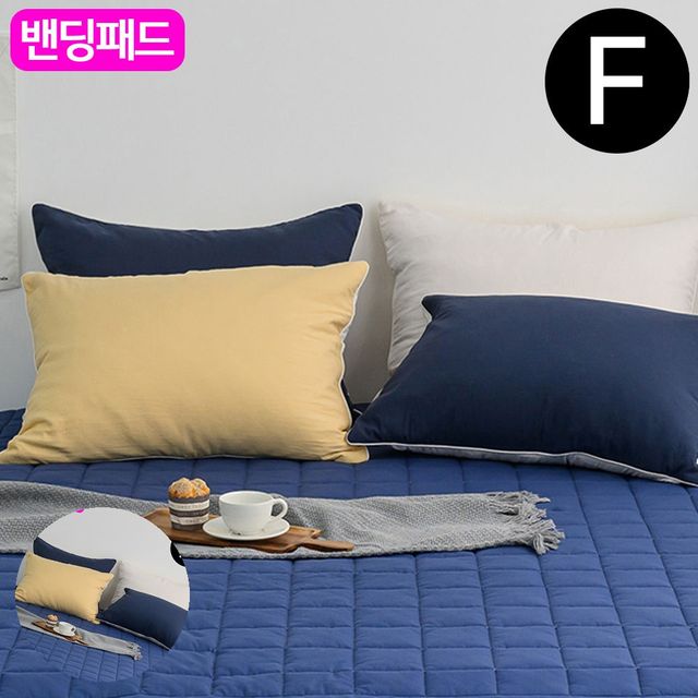 메트리스패드 침대커버 샤이니 순면 밴딩 패드 패밀리 F 네이비 카페트겸용