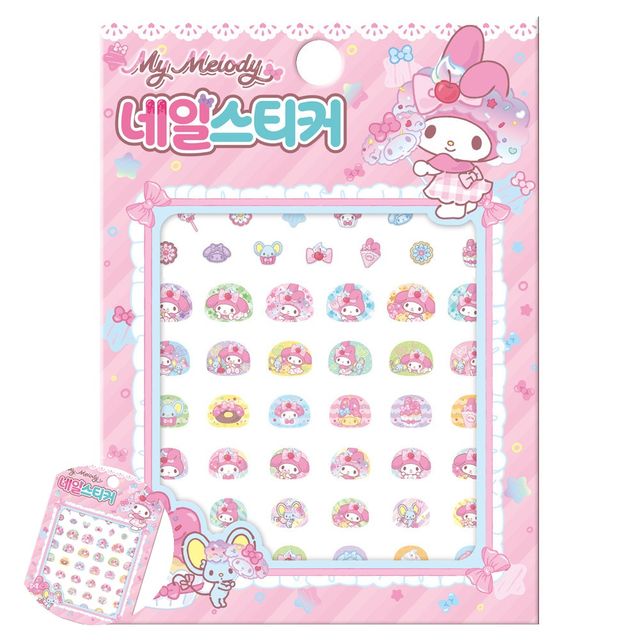 유아스티커놀이 키즈장난감 스티커 산리오캐릭터즈 마이멜로디 네일스티커 스낵 스윗