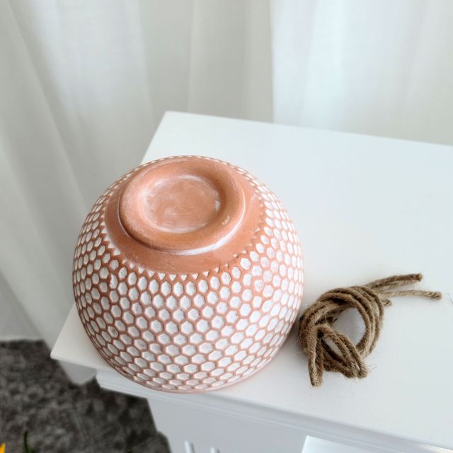 빈티지 행잉 토분 15x10cm 허니콤 디자인 - 이미지 6