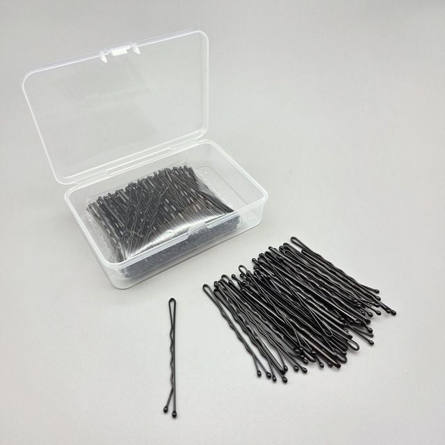 웨이브 실핀 100개입 블랙 헤어핀 보관케이스 포함