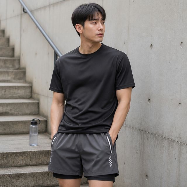 남성 런닝 반바지 일체형 숏 팬츠, 트레이닝용 - 이미지 1