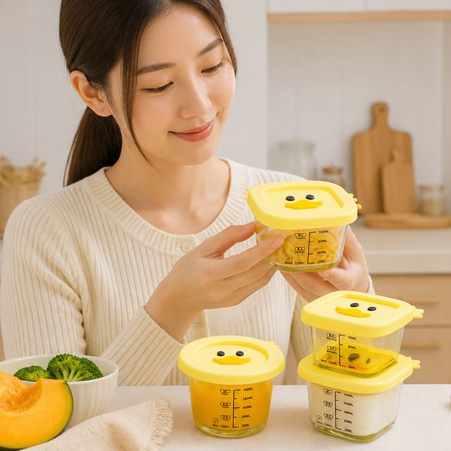 이유식 보관통 230ml 냉동실 전용 원형 용기 전자레인지 가능 밀폐통