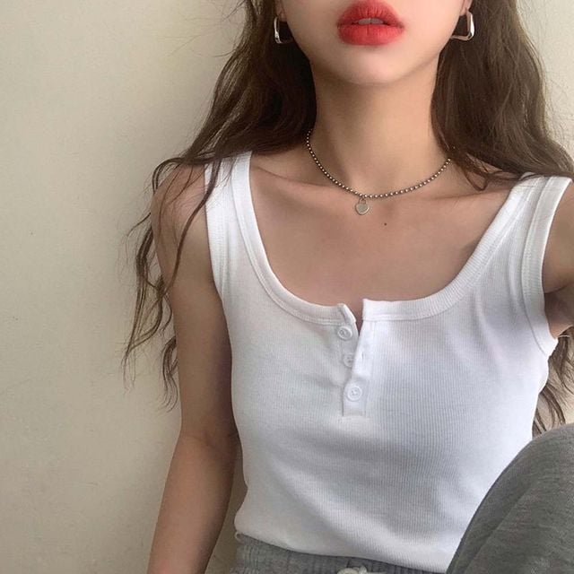 여성 레이어드 이너나시 단추포인트 민소매