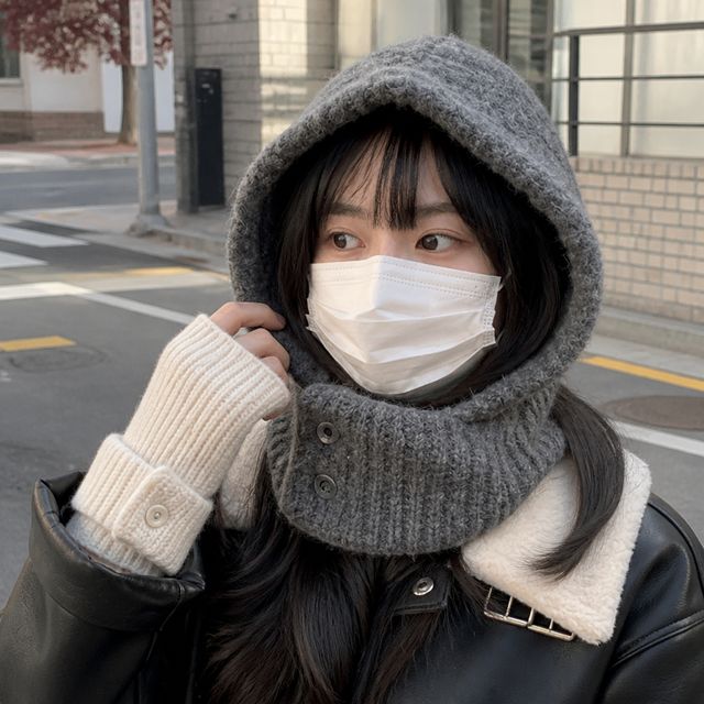 울 니트 바라클라바 겨울 목도리 후드 넥워머 귀도리 토시 방한용품 - 이미지 1