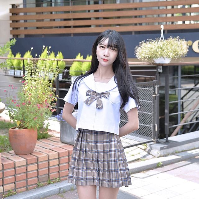 교복몰 티라미수 마카롱 체크 세라복 세트 (반팔)
