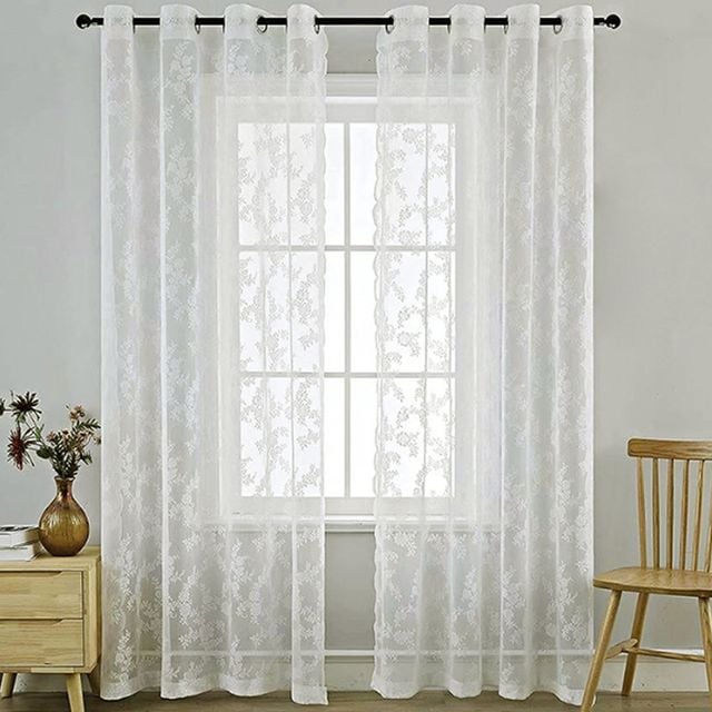 커튼가리개 린넨거실커튼 화이트 레이스 커튼 145cmx150cm
