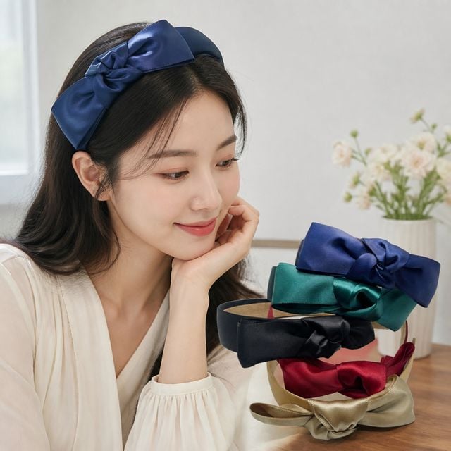 여성 머리띠 실크 리본 헤어밴드 헤어 액세서리
