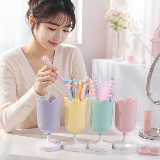 튤립 연필꽂이 화장품 정리함 메이크업 브러시 꽂이 데스크 소품 수납함