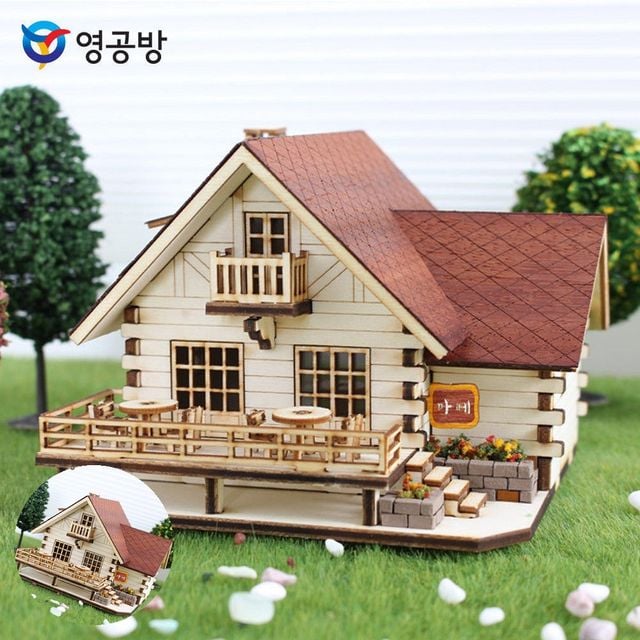 목재조립 나무판조립장난감 통나무집 카페