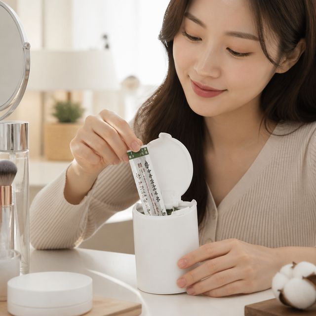 면봉 보관함 화장대 정리대 원형 케이스 화장품 정리함