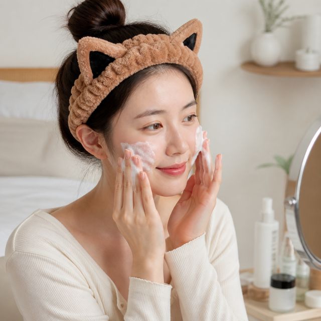 세안 헤어밴드 여우 캐릭터 화장 세안용 머리띠 세수 머리밴드