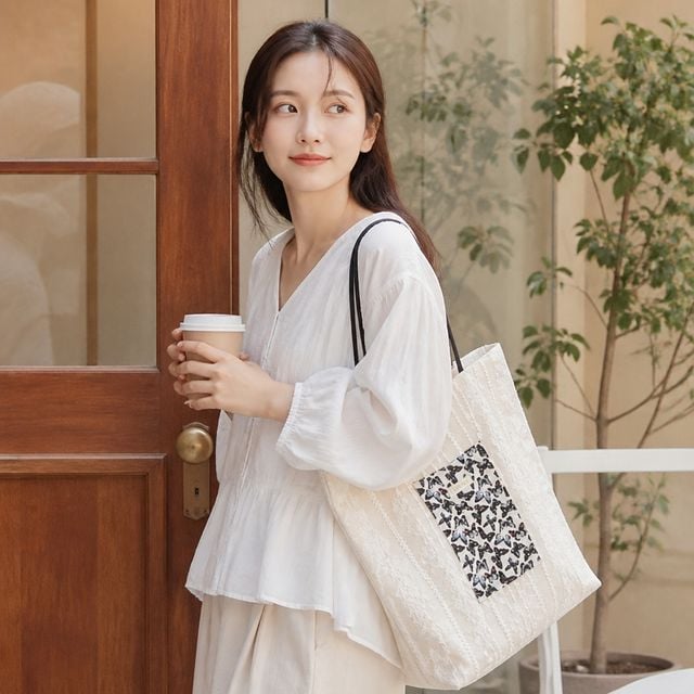 로코코 레이스 숄더백 여름 휴가 비치백 에코백 손가방 바구니 쇼퍼백 파우치 - 이미지 1