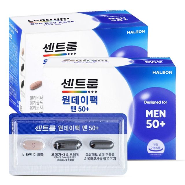 원데이팩 맨 50+ 2박스 30개입 비타민 미네랄 루테인 쏘팔메토 종합비타민