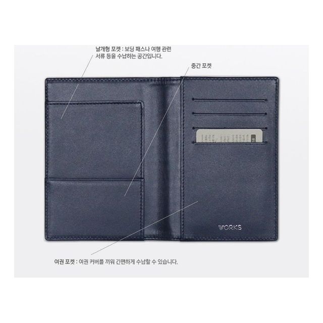 웍스 카드수납겸 메쉬타입 천연소가죽 여권지갑 GS402 - 이미지 3
