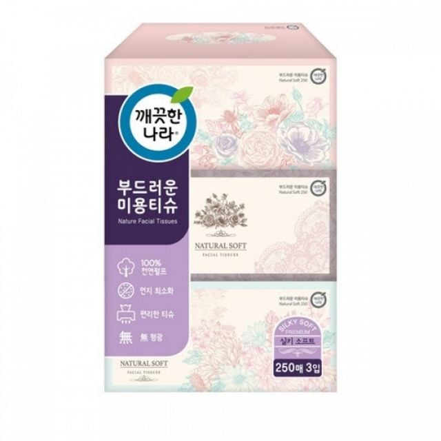 소프티 각티슈 순수 화장지 물티슈 곽휴지 차량용 250매 3입 미용