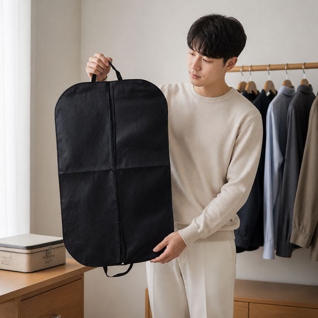 가먼트백 부직포 슈트 케이스 양복 커버 의류 보관 가방 여행용 이동 - 이미지 1