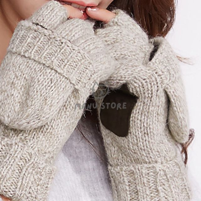 겨울장갑 털장갑 오픈형 벙어리장갑 오트밀