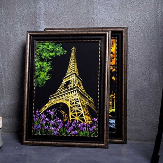 DIY 세계 명소 스크래치북 컬러링 보드 그림 그리기