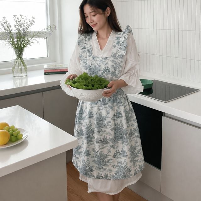 주방 조리용 앞치마 아르망 프릴 디자인 생활방수 에이프런 - 이미지 1