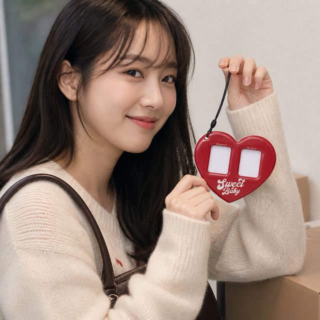 증명사진 홀더 하트 모양 열쇠고리 가방 장식 고리 액세서리 - 이미지 1