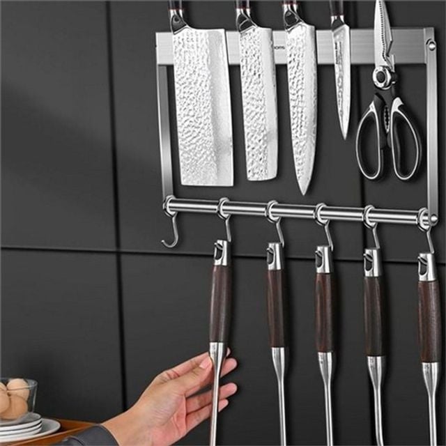 자석 칼 걸이 40CM 주방 칼 걸이 벽걸이 접착식 싱크대 부엌 보관 정리대 수납 조리 소품 행거 도구