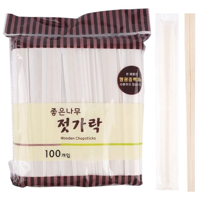 100개입 나무 젓가락 세트 위생포장