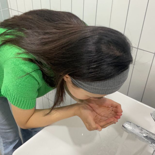 남녀공용 무지 골지 반다나 헤어밴드 그레이 - 이미지 2