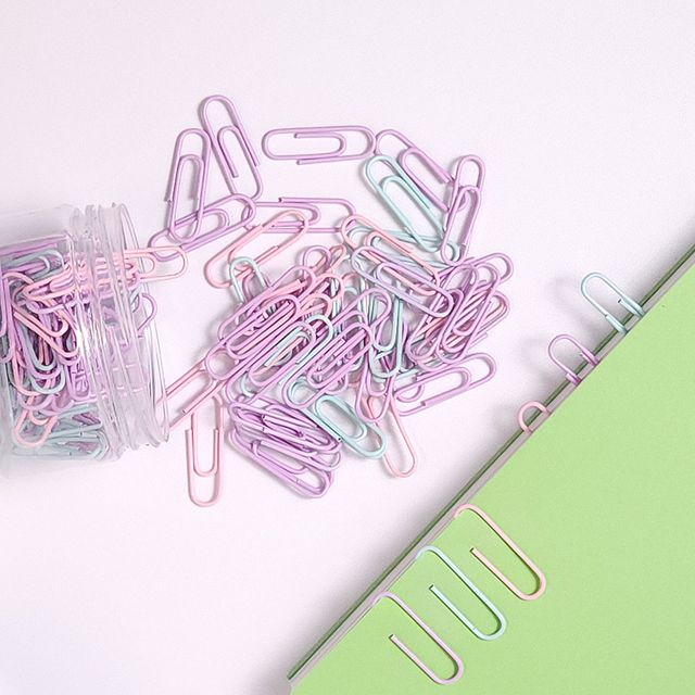 파스텔 문서 클립 서류분리 오피스용품 100pc - 이미지 9