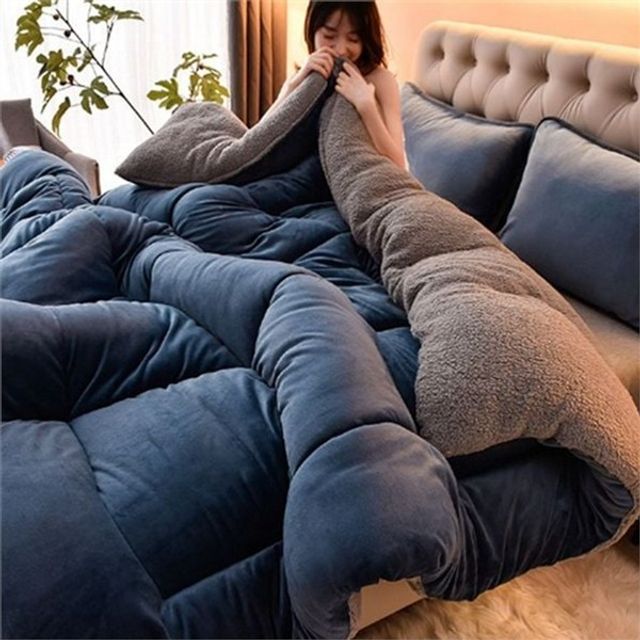 두꺼운 겨울 극세사 이불 따뜻한 겨울 차렵 이불 침구 벨벳