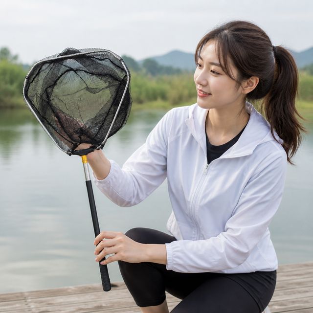 낚시 민물 바다 뜰망 5단 접이식 스테인레스 뜰채 수산용 그물망