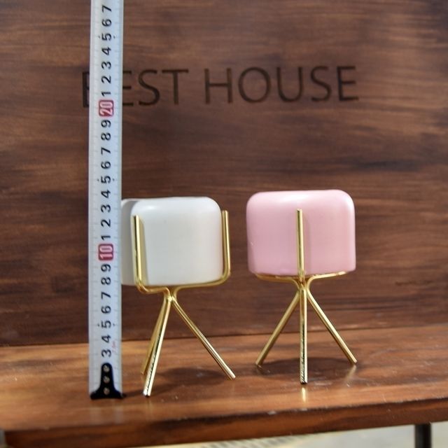 모던 도기 다육이화분 미니 골드스텐드팟 8x6cm - 이미지 6