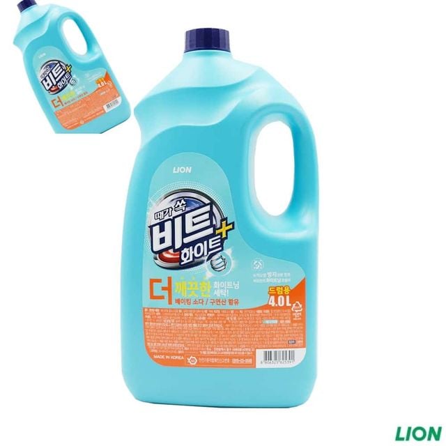 때가 쏙 비트 화이트플러스 4L 드럼용기 액체세제대용량 액체세탁세제 액체세제드럼용 액체세제리필
