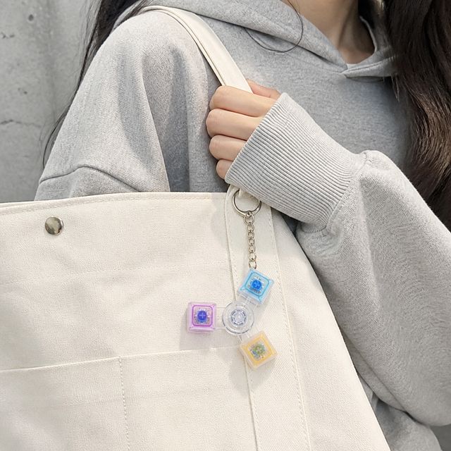 기계식 스위치 클릭커 3구 스핀 딸깍이 가방 장식 키홀더 - 이미지 1